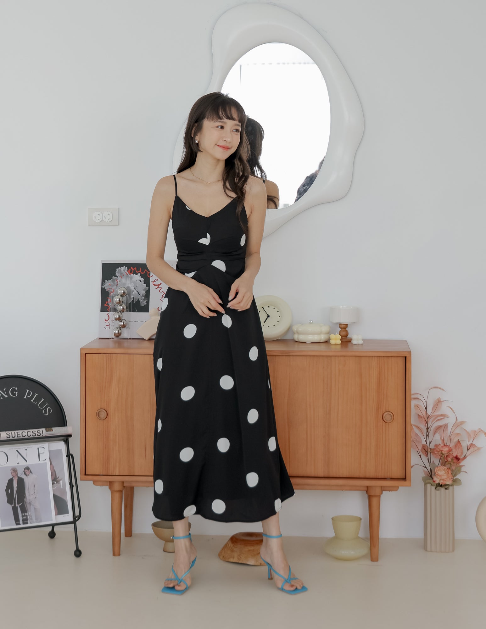 Rayna Polka Dot Dress in Black