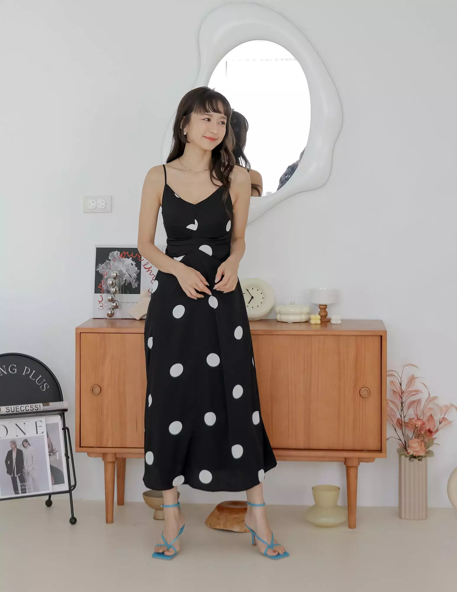 Rayna Polka Dot Dress in Black