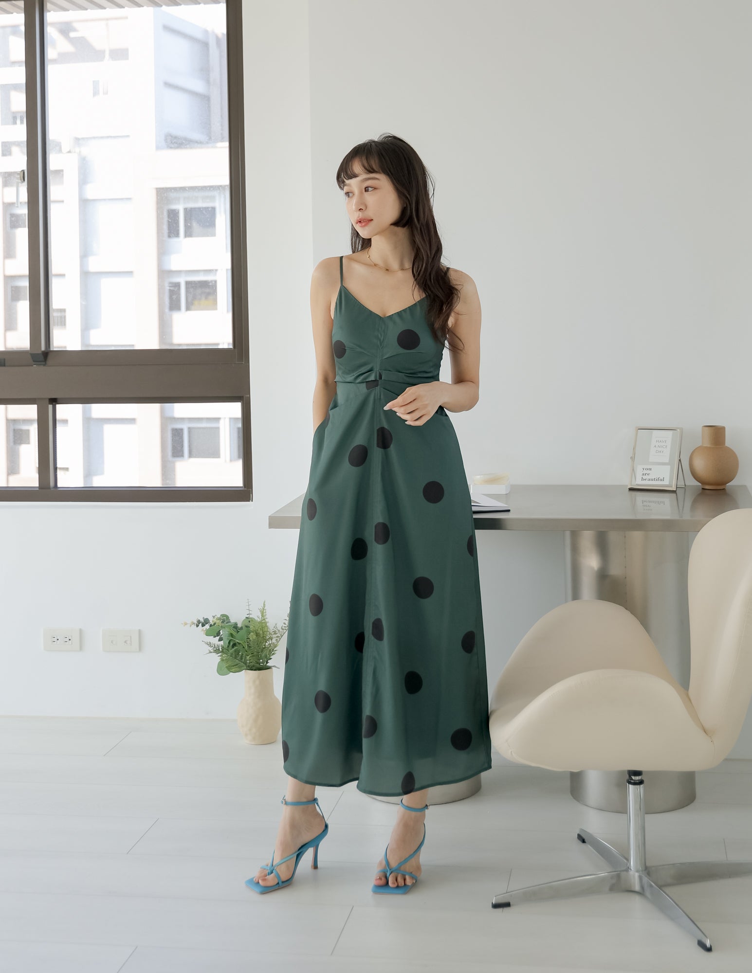 Rayna Polka Dot Dress in Green