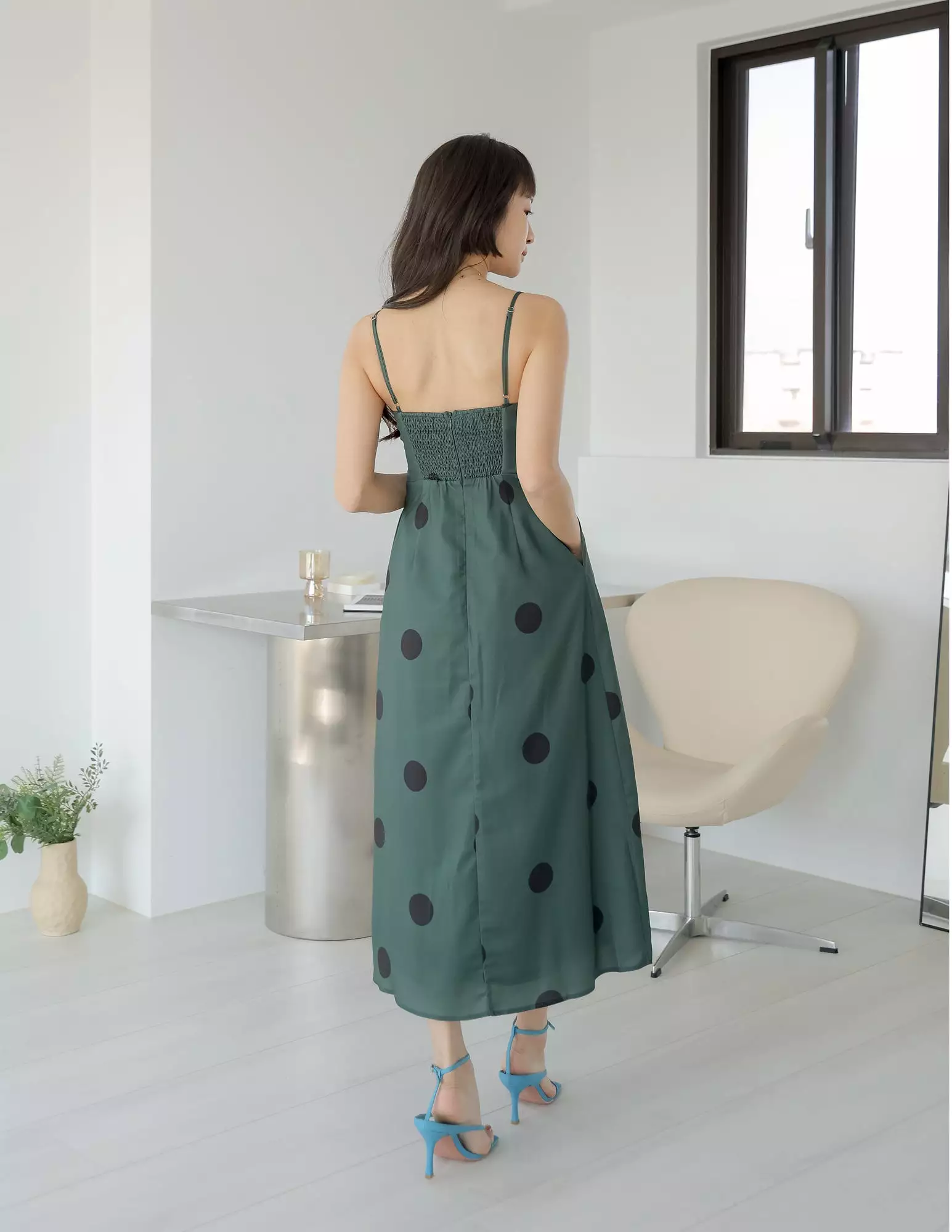 Rayna Polka Dot Dress in Green