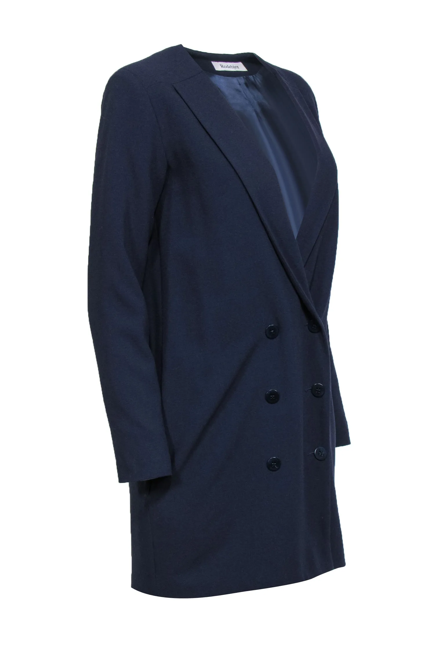 Rodebjer - Navy Blazer Dress w/ Double Breasted Buttons & Deep V-Neckline Sz XS