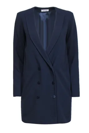 Rodebjer - Navy Blazer Dress w/ Double Breasted Buttons & Deep V-Neckline Sz XS