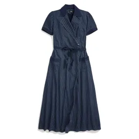 RRL by Ralph Lauren Womens Indigo Polka-Dot Cotton Wrap Dress Dark Indigo