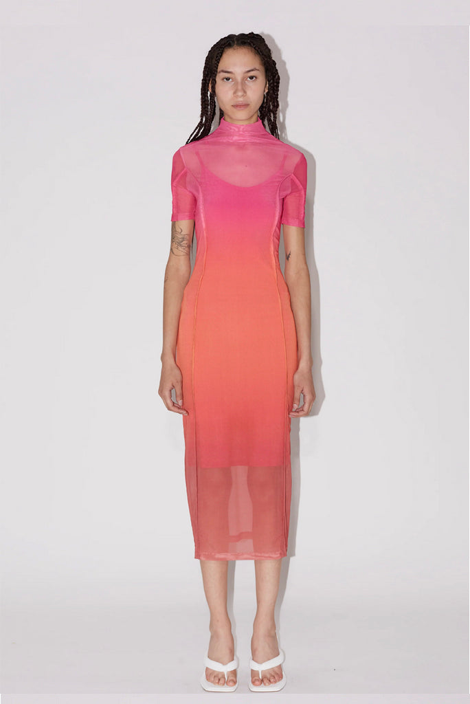 SAEMDI GRADIENT MESH DRESS