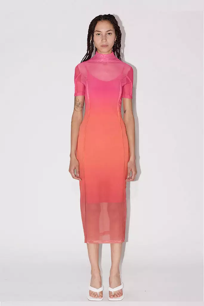 SAEMDI GRADIENT MESH DRESS