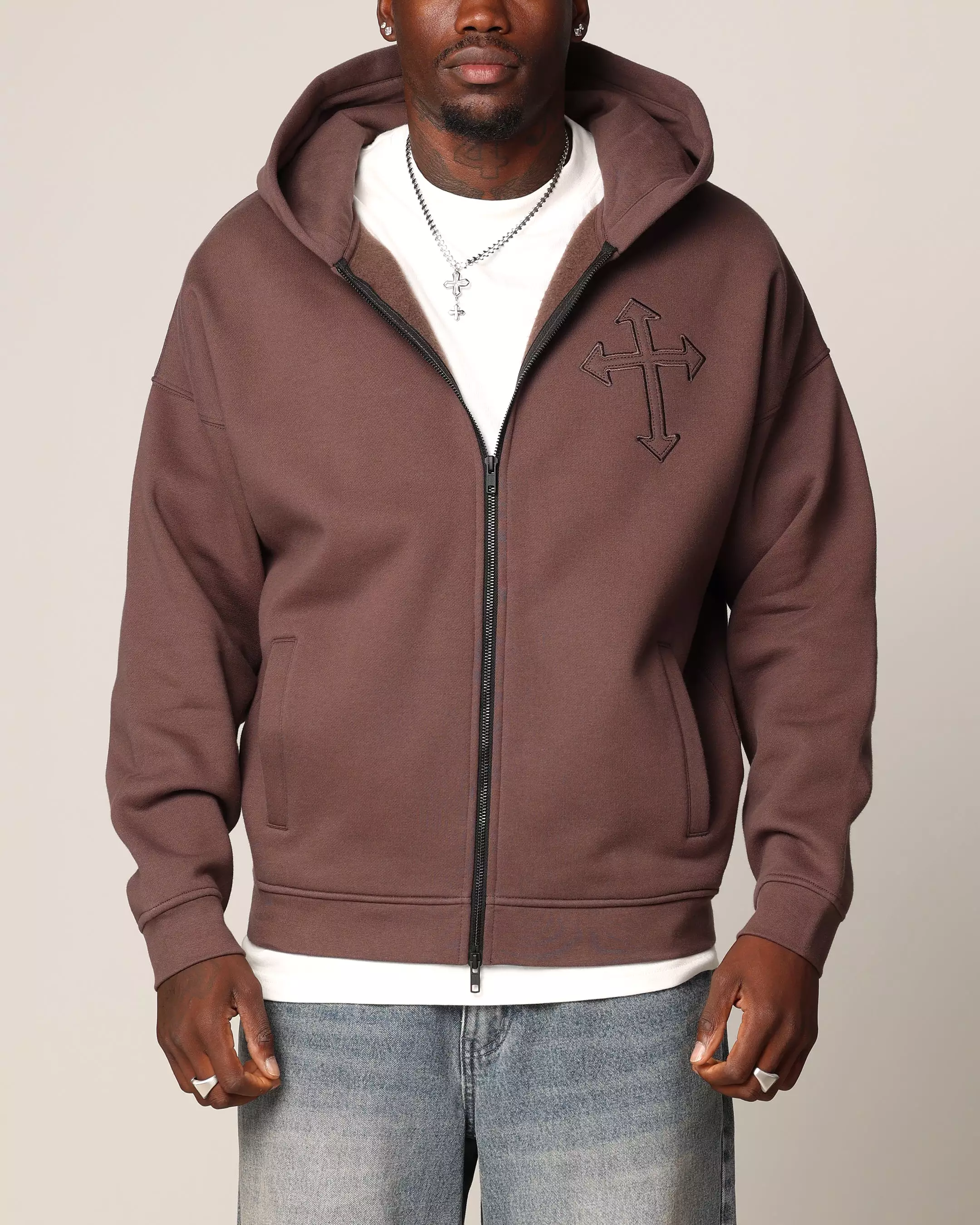 Saint Morta Sorrows Zip Hoodie Chocolate