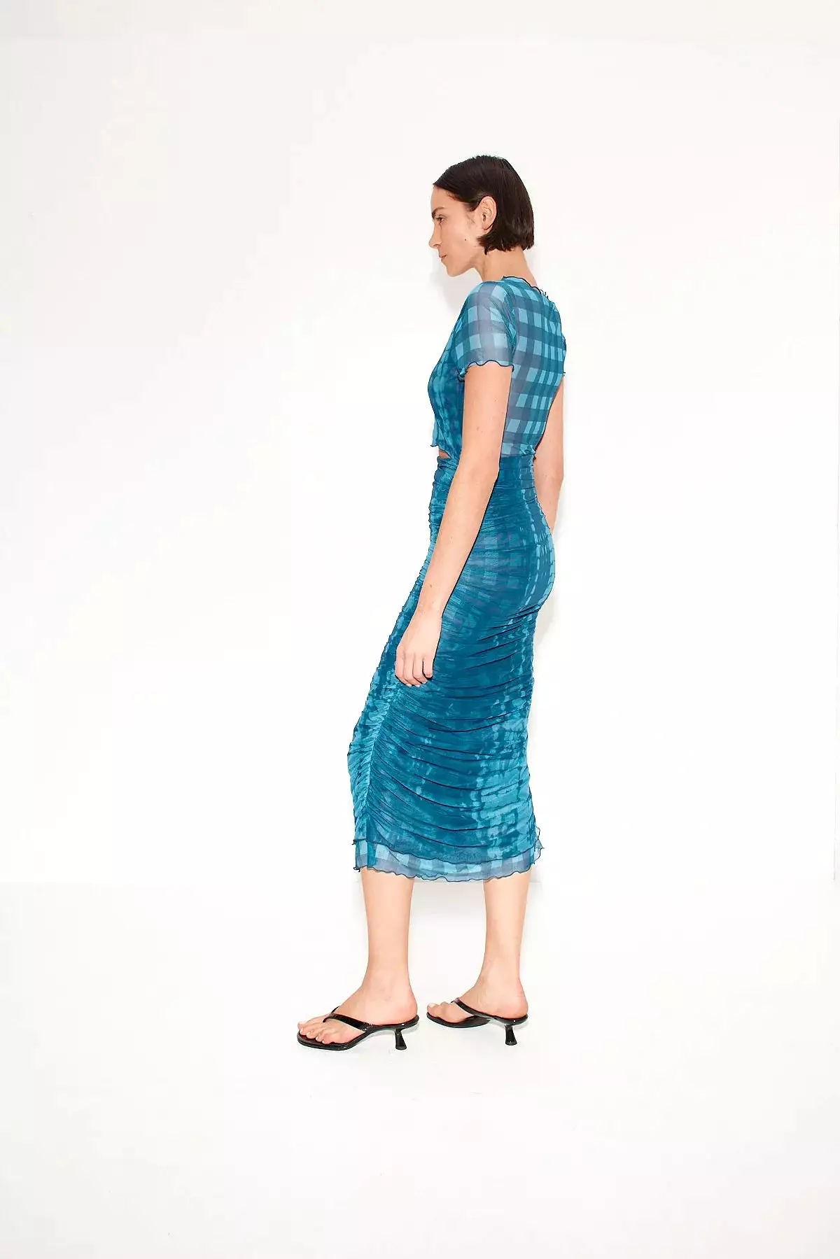 Simon Miller - Mesh Dress - Ink gingham shibori combo