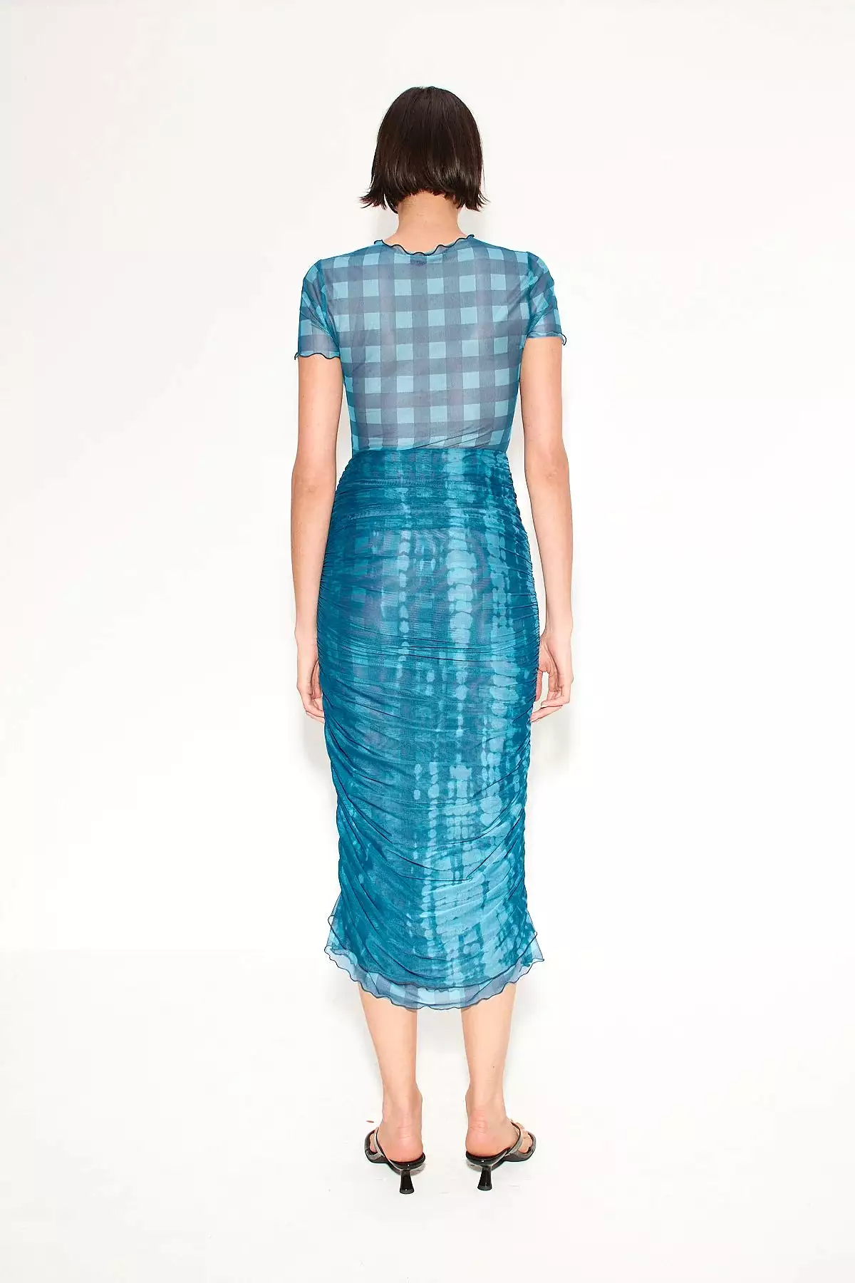 Simon Miller - Mesh Dress - Ink gingham shibori combo