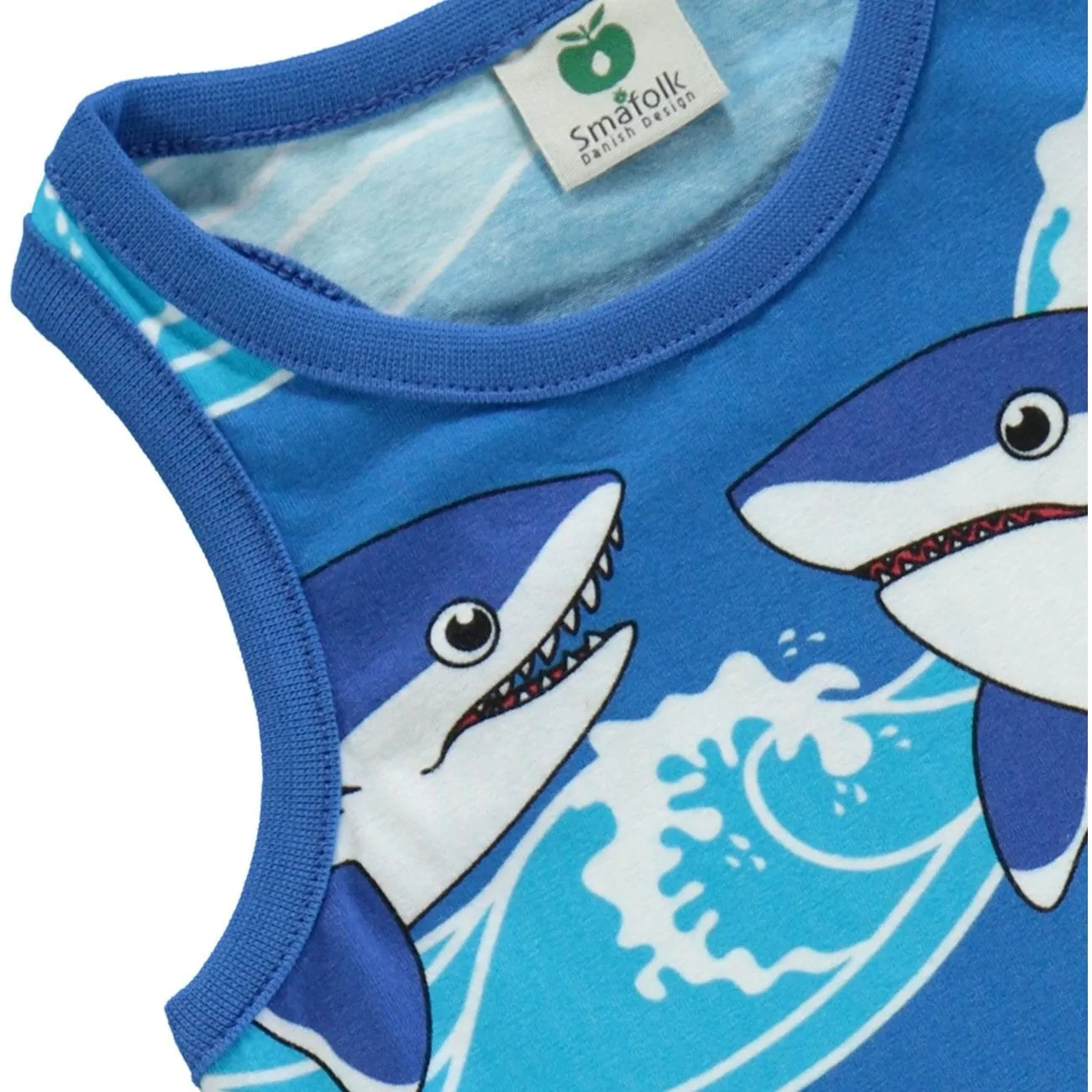 Smfolk Brilliant Blue Tank top and cycling shorts with sharks