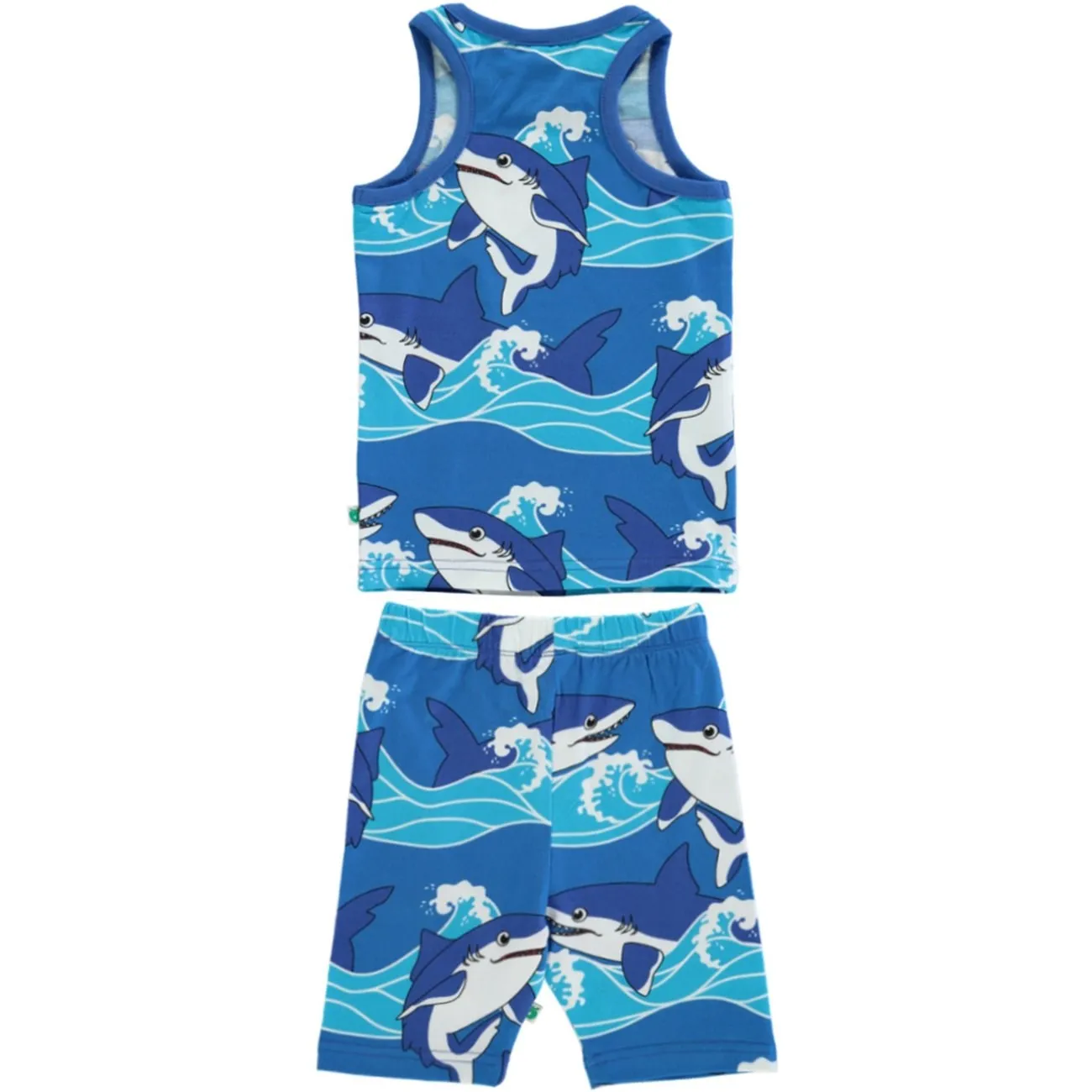 Smfolk Brilliant Blue Tank top and cycling shorts with sharks