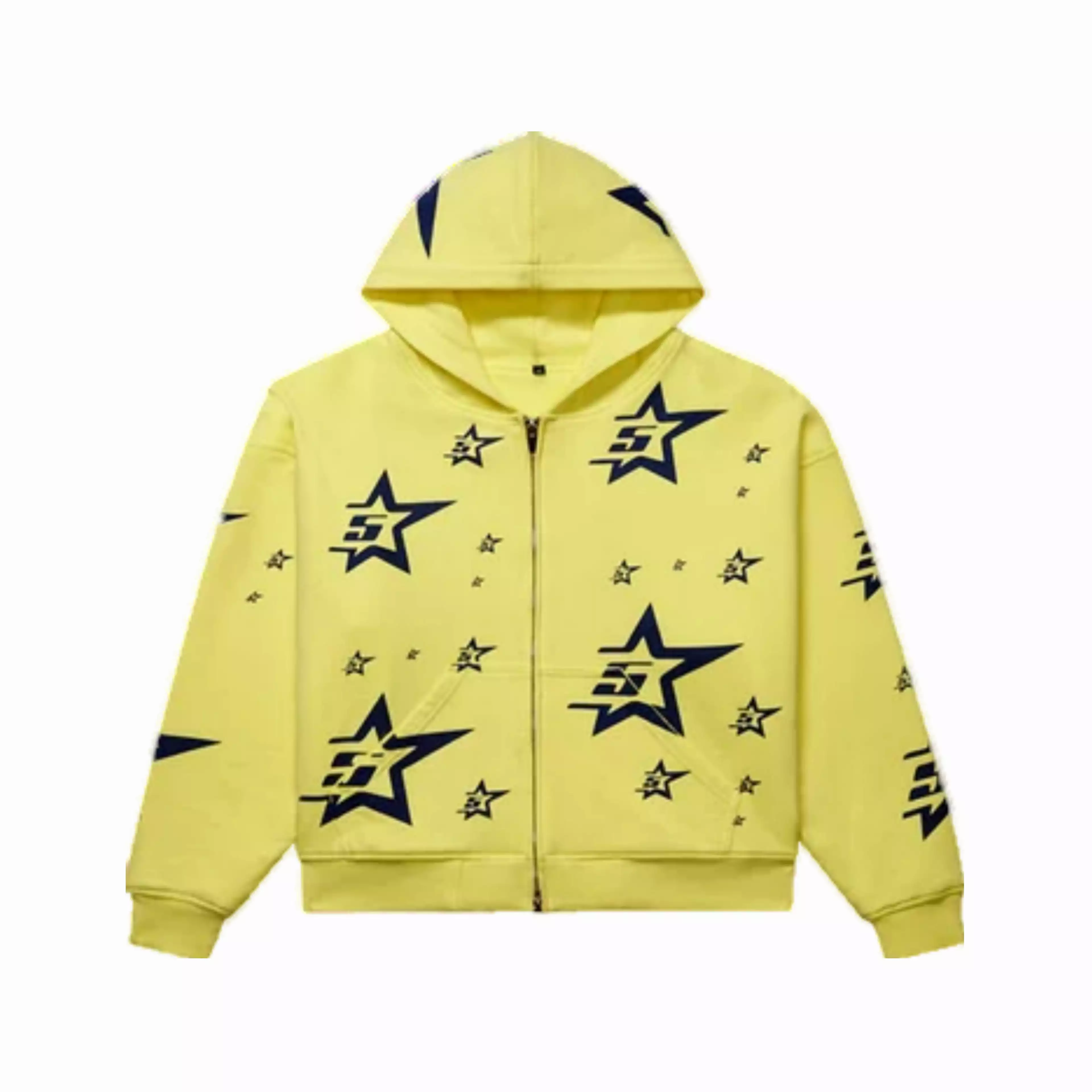 Sp5der '5 Star' Double Layer Zip Hoodie Yellow FW23