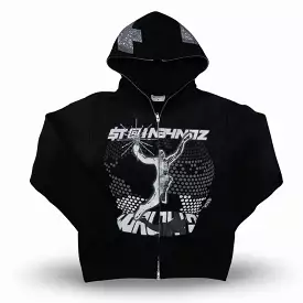 Stainbandz Rhinestone Full Zip Hoodie 'SB Studios Worldwide' Black