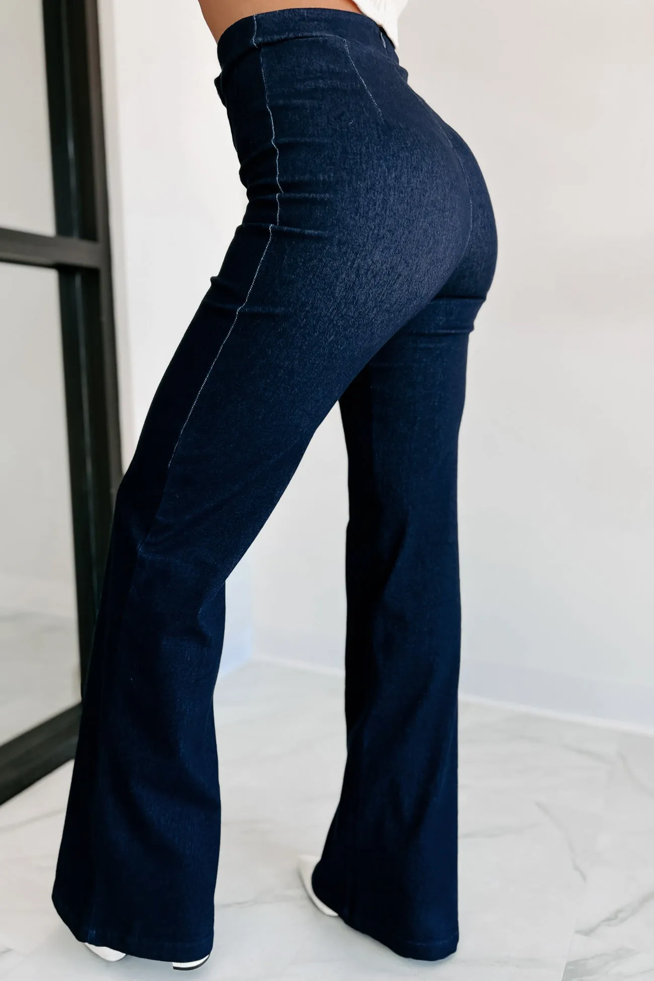 Talk To Me Belted Wide Leg Pants (Navy)