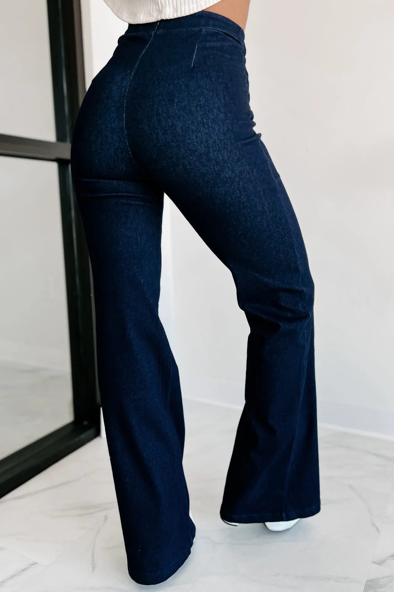 Talk To Me Belted Wide Leg Pants (Navy)