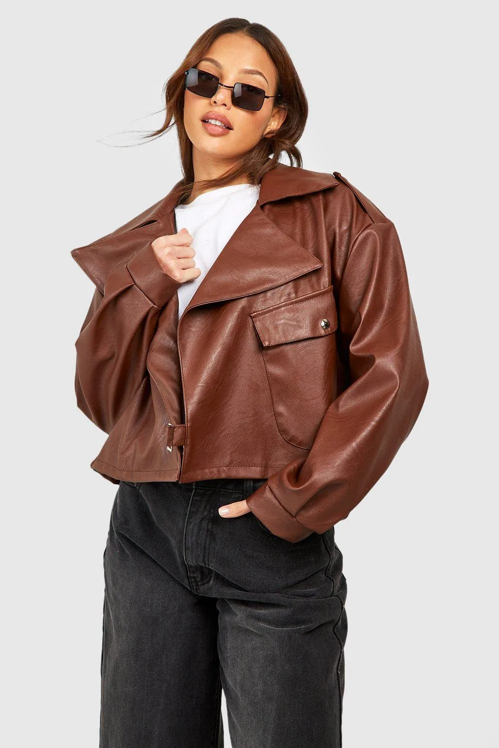 Tall Textured Faux Leather Moto Jacket