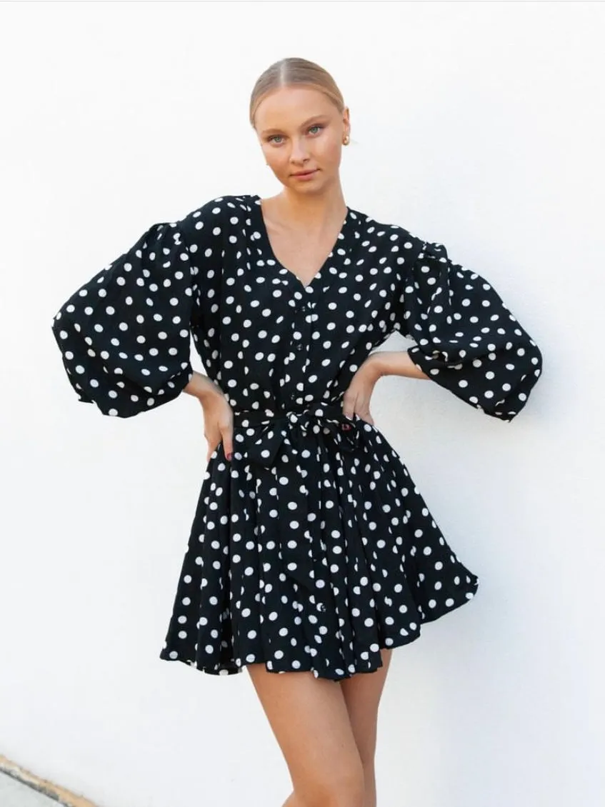 The Mazie Mini Dress - Polka Dot