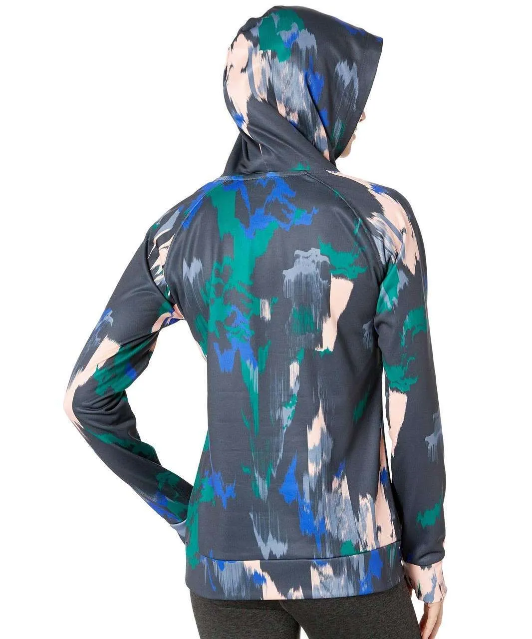 The North Face Women’s Fave Half Dome Pullover Hoodie Dazzling Blue Painted Feather Print / High Rise Grey