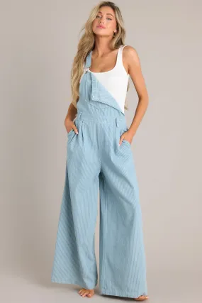 Timid to Tenacious Light Chambray Stripe Overalls