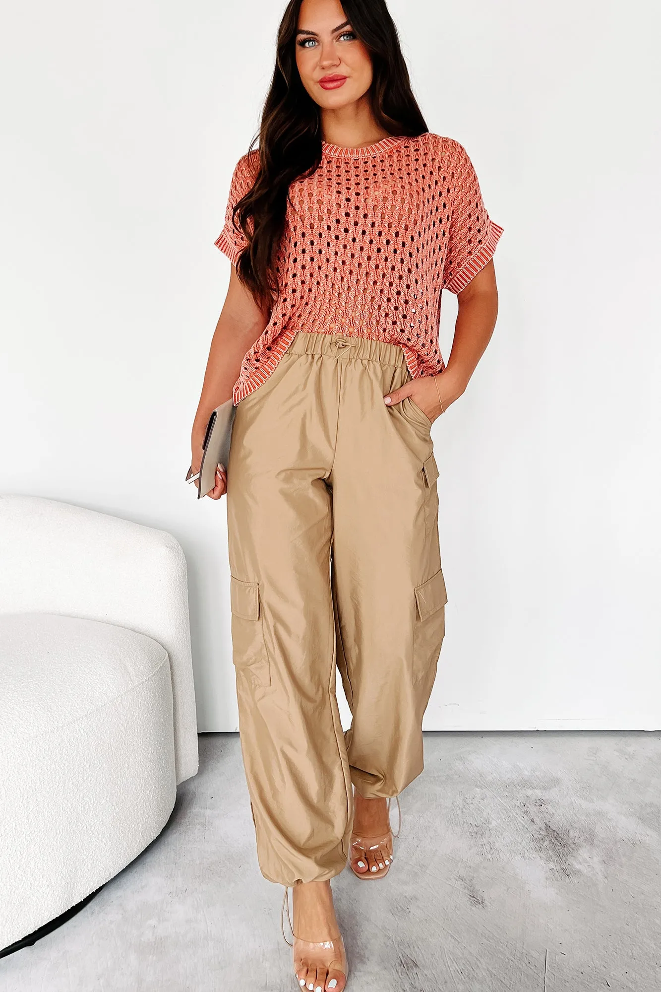 Waterloo Wide Leg Cargo Pants (Tan)