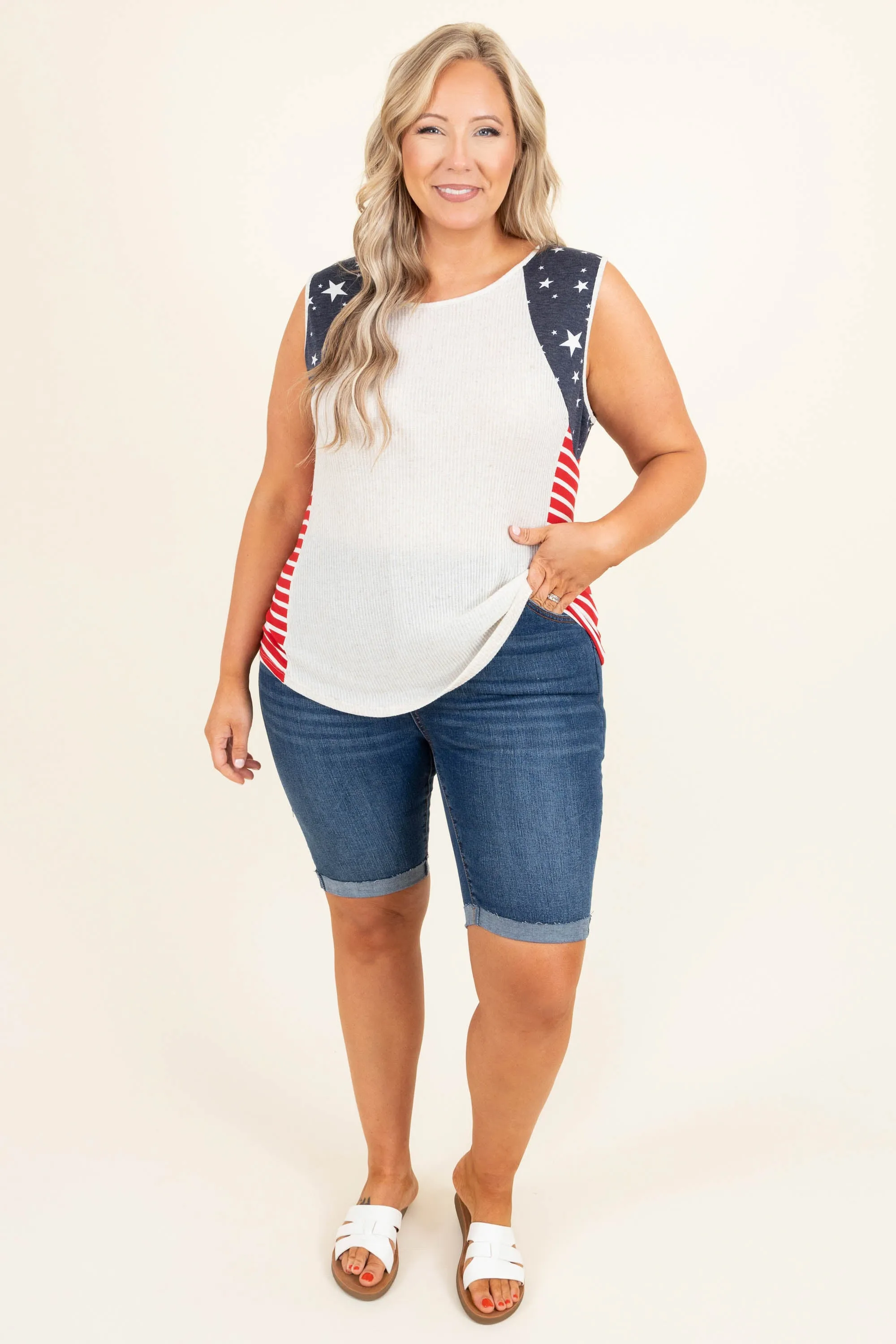 Waves Of Liberty Top, Oatmeal