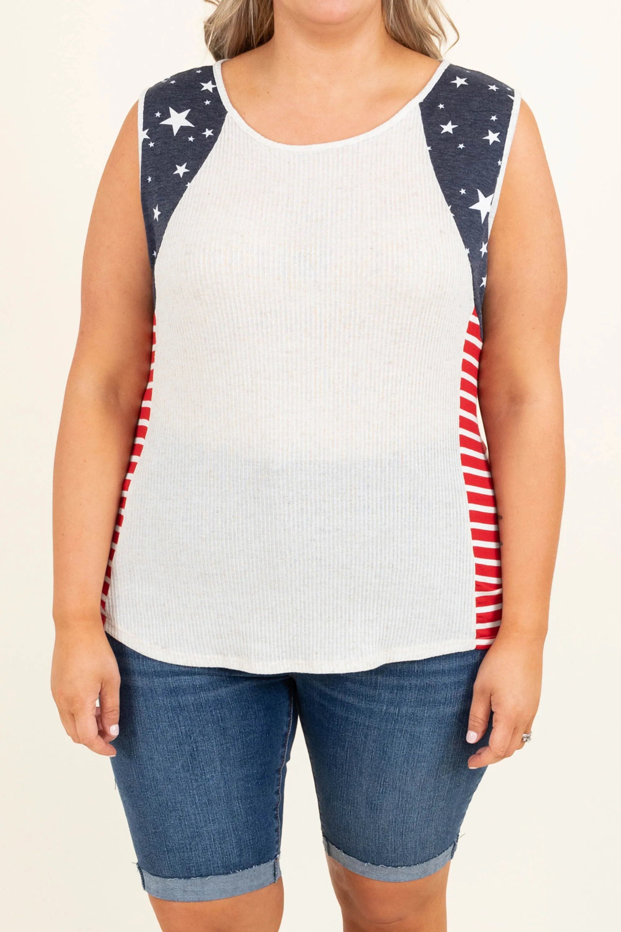 Waves Of Liberty Top, Oatmeal