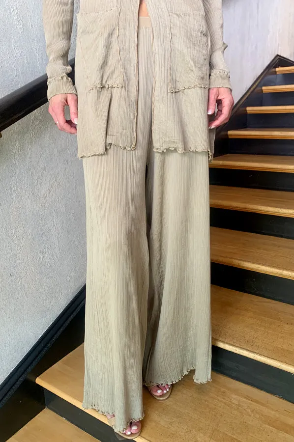 Wide Leg Pants - Beige