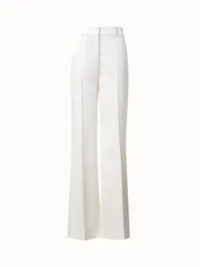 Wide Straight Leg Pants in Wool Satin