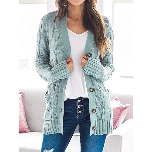 Women's Cardigan Long Sleeve Sweaters & Cardigans Casual Simple Style Solid Color