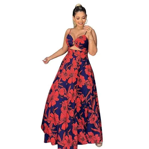 Women's Regular Dress Elegant Strap Sleeveless Printing Maxi Long Dress Daily