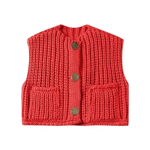 Women's Sleeveless Sweaters & Cardigans Pocket Rib-Knit Streetwear Solid Color