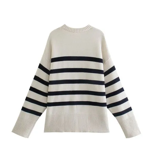 Women's Sweater Long Sleeve Sweaters & Cardigans Casual Vintage Style Stripe