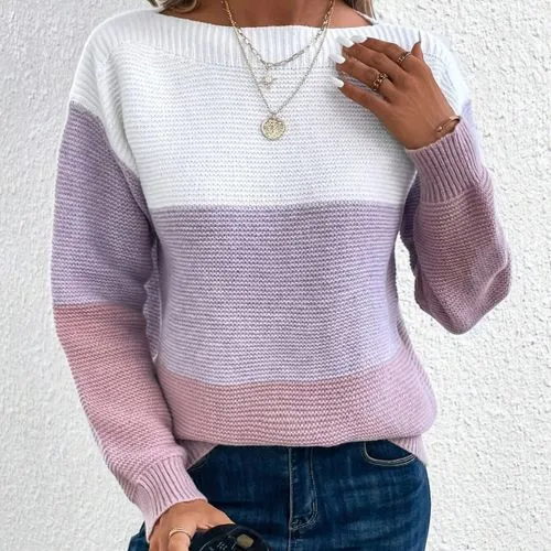 Women's Sweater Long Sleeve Sweaters & Cardigans Elegant Streetwear Color Block