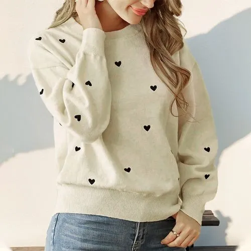 Women's Sweater Long Sleeve Sweaters & Cardigans Heart Casual Elegant Heart Shape