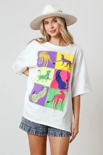 Women's T-shirt Short Sleeve T-Shirts Printing Diamond Simple Style Cartoon Jaguar Shoe