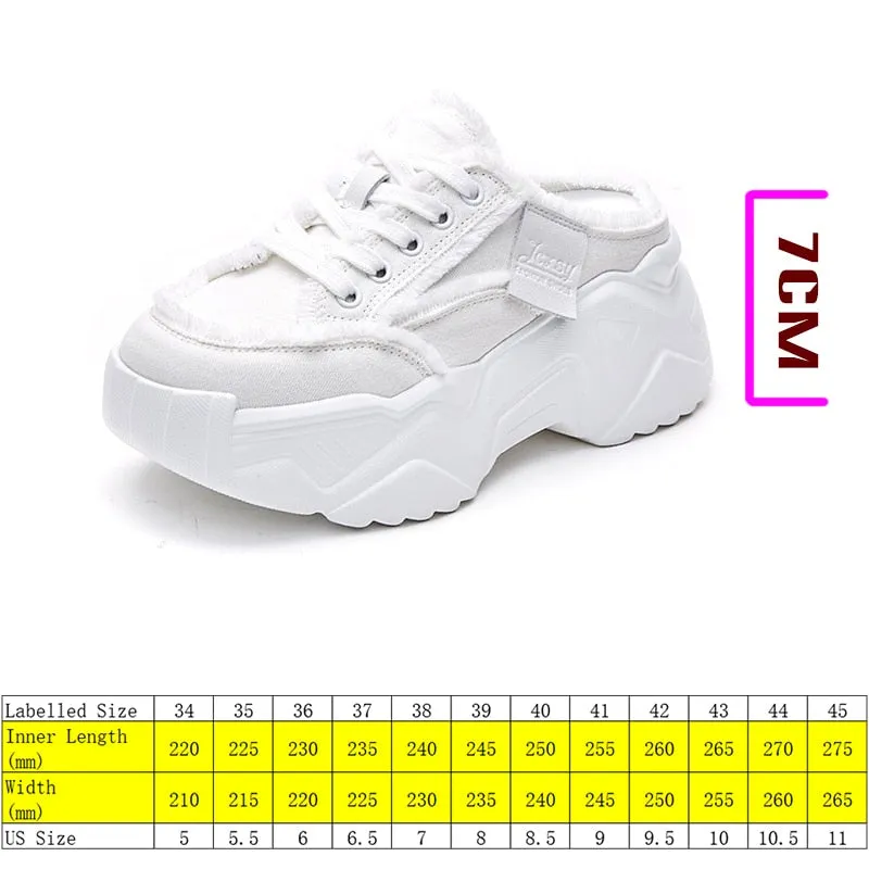 Women's Solid Breathable 7cm Wedge Heels Platform Sneakers Shoes