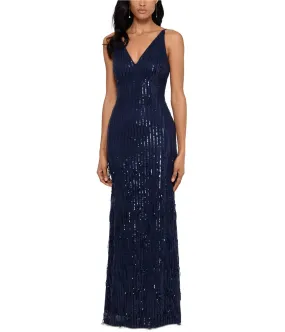 Xscape Womens Fringe Gown Dress