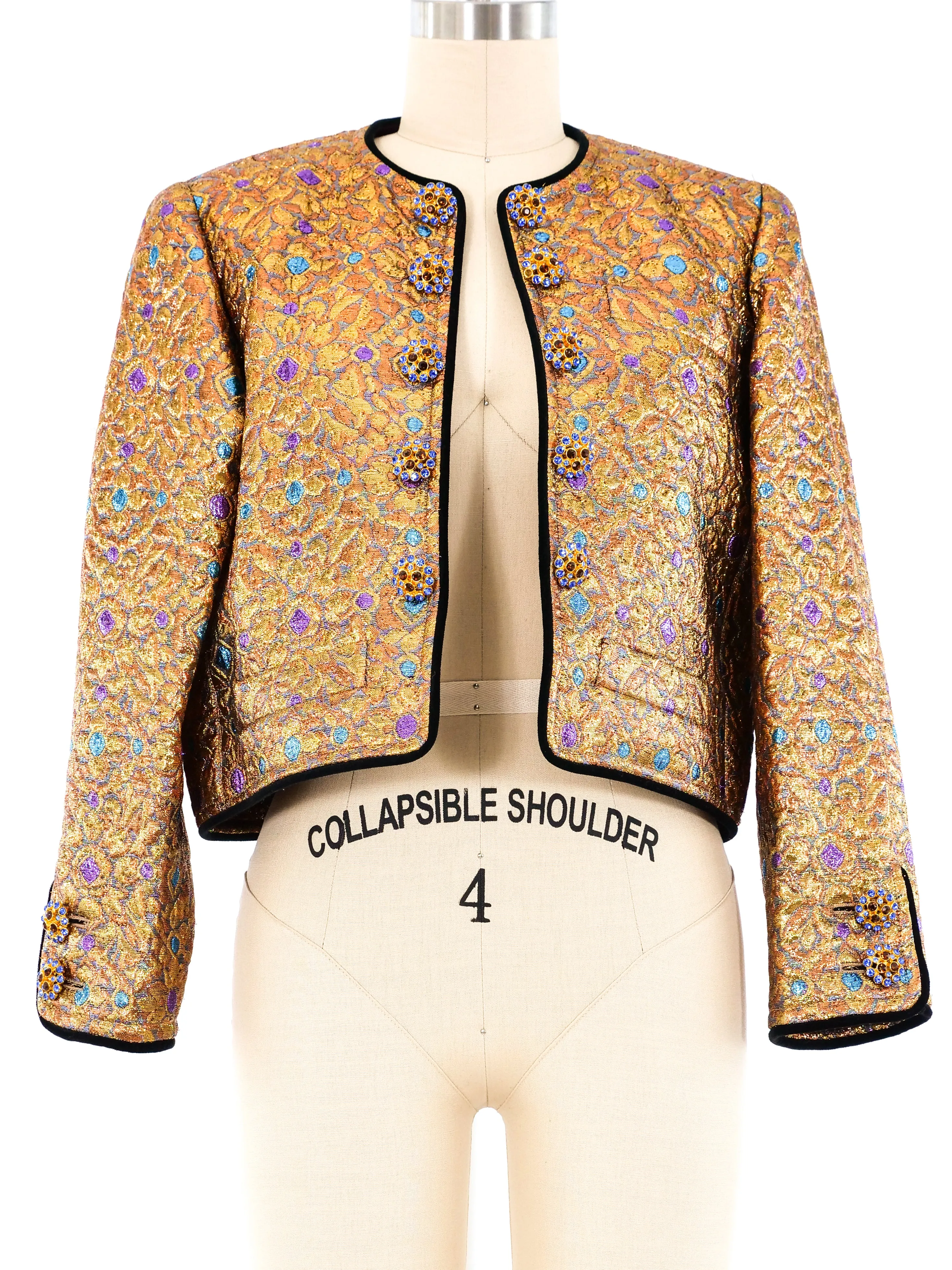 Yves Saint Laurent Metallic Brocade Cropped Jacket