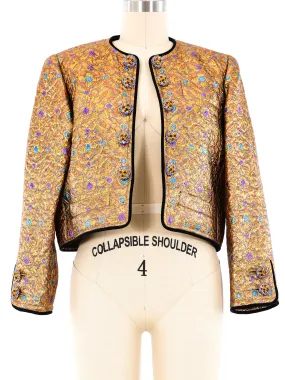 Yves Saint Laurent Metallic Brocade Cropped Jacket