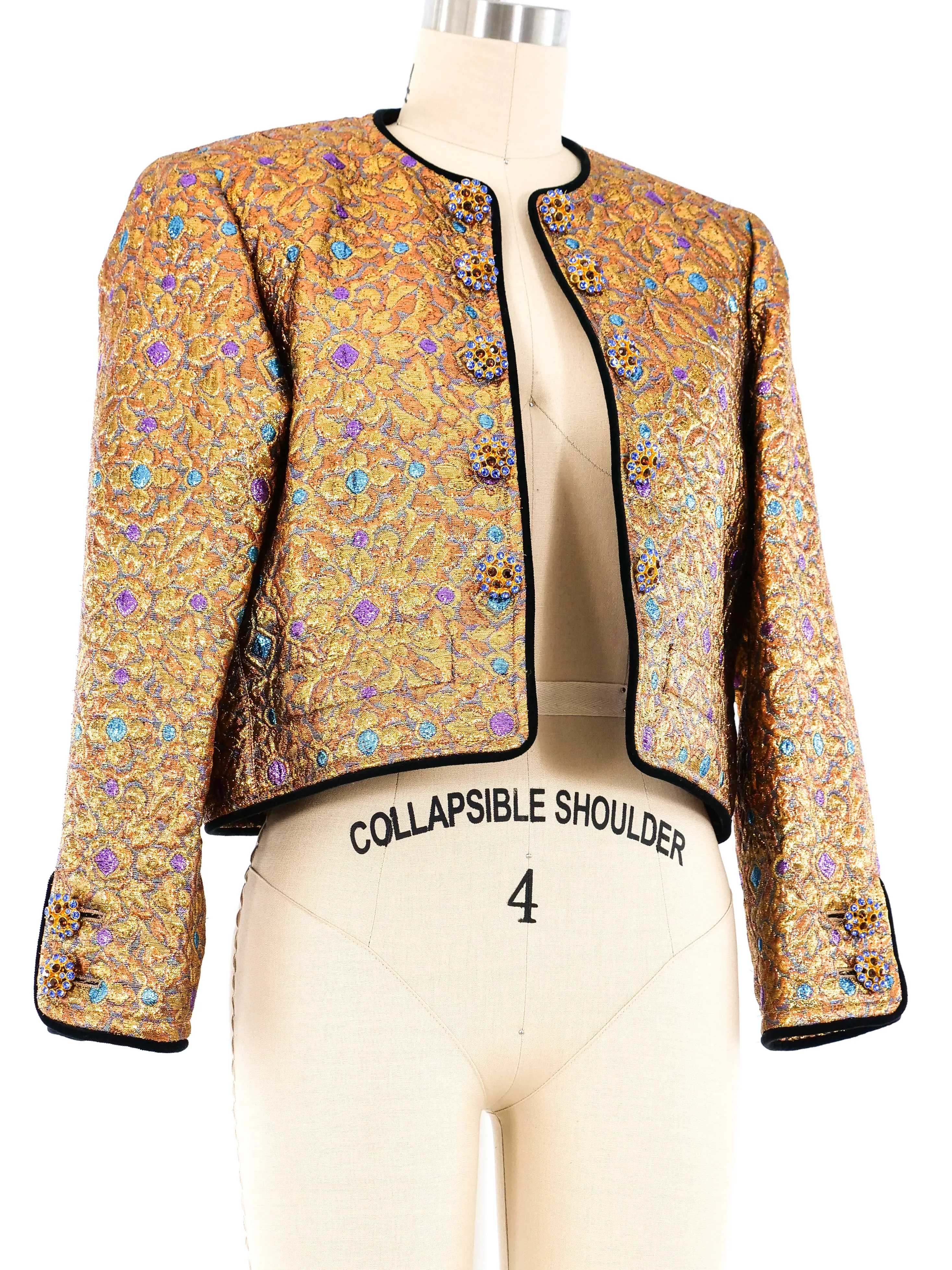 Yves Saint Laurent Metallic Brocade Cropped Jacket