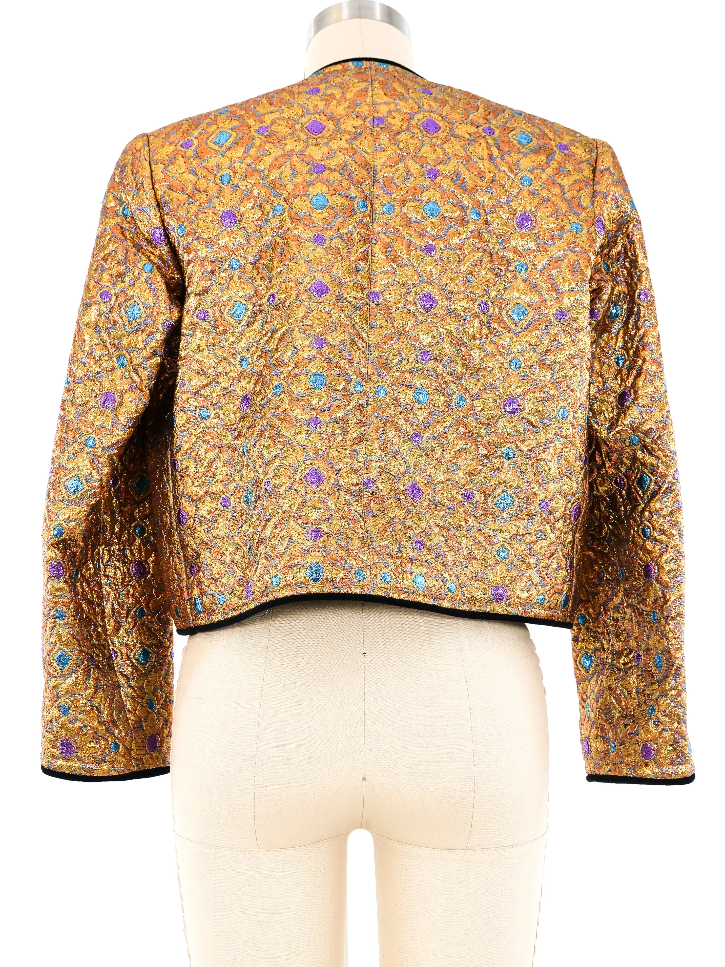 Yves Saint Laurent Metallic Brocade Cropped Jacket